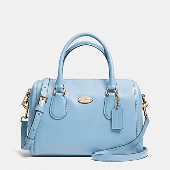 Nwt Coach F33329 Crossgrain Leather Mini Bennett Satchel Crossbody Pale Blue